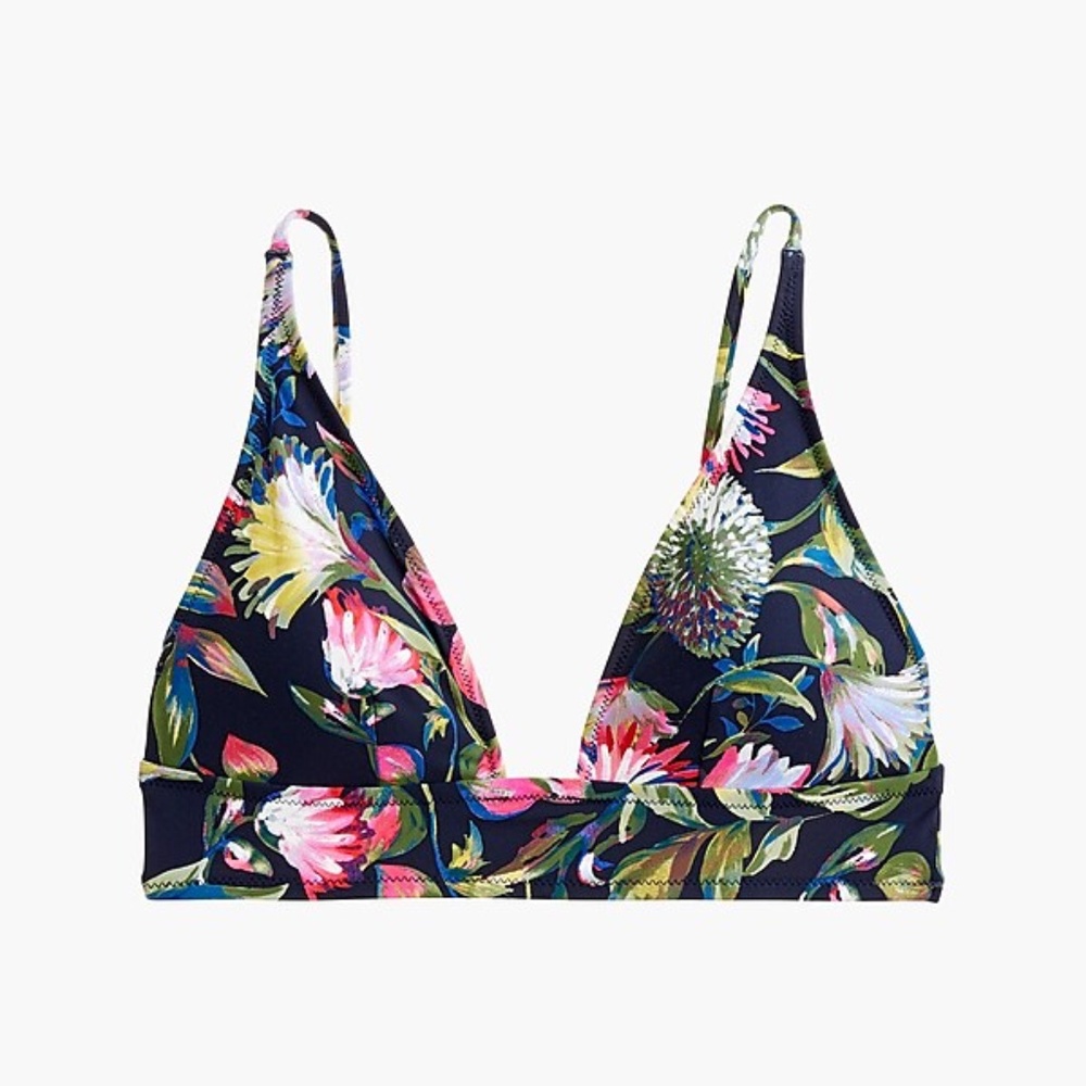 J. Crew Deep Vneck french bikini top in floral XXL